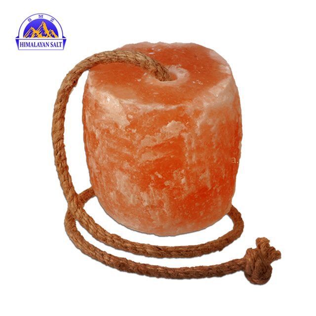 Himalayan salt animal lick block on a rope